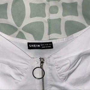 Shein Cotton White Puff Sleeve Crop Top