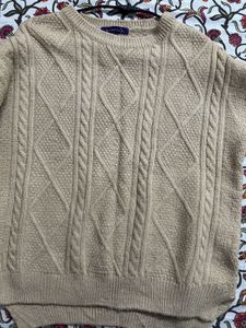 Cable Knit Off-white Sweater/ Sweatshirt