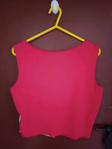 Pink And White Sleeveless Crop Top