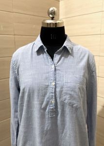 GAP Light Blue Striped Popover Shirt