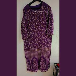 Elegant Purple Embroidered Trauser Suit