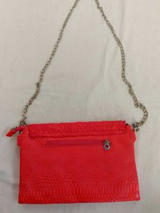 Red Clutch with Chain Strap