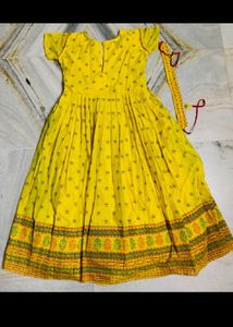 Cotten Gown With Belt And Duppta Set