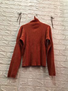 Rust-Colored Ribbed Turtleneck🕶️👜