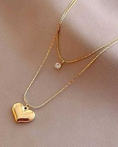 solitaire and Heart Pendant Necklace