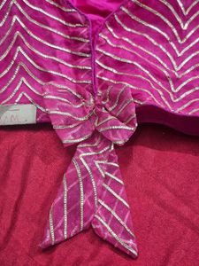 Pink &amp; Gold Leheriya Blouse