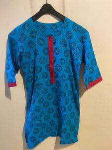 Blue Printed Tunic Top