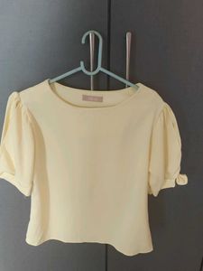 Chic Korean-Style Puff Sleeve Top – Large Size