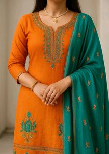 Embroided Suit With Embroidery Duppta