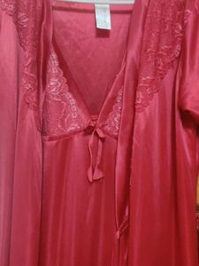 2 piece Long Satin nighty ( size: Large)