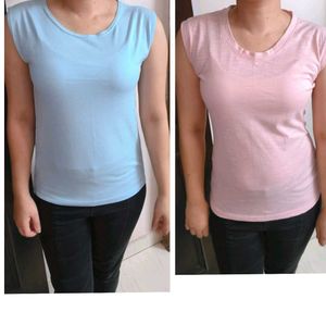 Set Of 2 Women Tank Top - Pink &amp; Blue