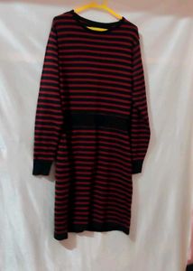 Striped Knit Sweater Dress