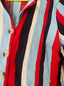 Striped Button-Down Crop Top