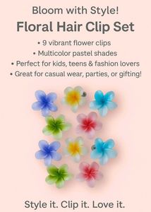 10 pcs Medium Size Colorful Flower Hair Claw Clips