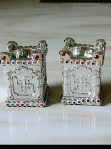 silver diya set of 2 brand new without tag .