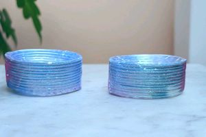 Silver Glitter Bangle Set