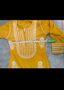 Yellow Chikankari Kurti