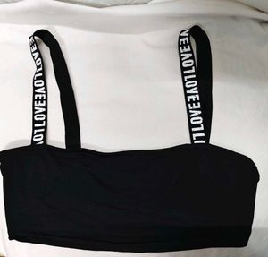 Black &#39;LOVE&#39; Crop Top For Medium To Large Size
