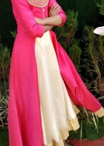 Rani pink and offwhite dress.