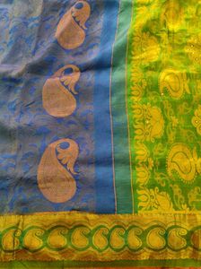 Royal Blue And Green Korvai Kanchipuram Silk Saree