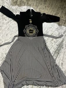 Girls' Black & White Striped Dress