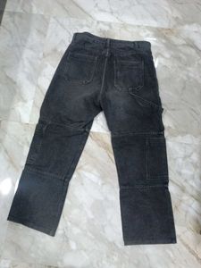 Urbanic Black Wide-Leg Cargo Jeans