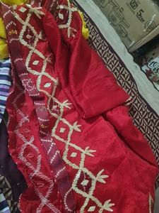 Red Embroidered Dupatta