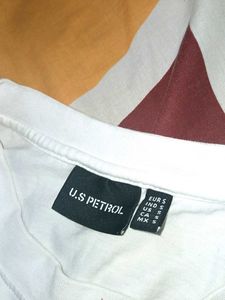 U.S. Petrol White Graphic Tee|OVER SIZED