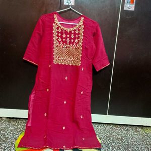 Maroon Kurta Pant Set - Size - 38/Large