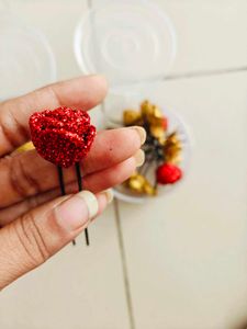 Rose Glitter Bun Pin