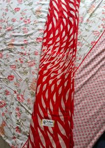 Elegant Red &amp; White Saree