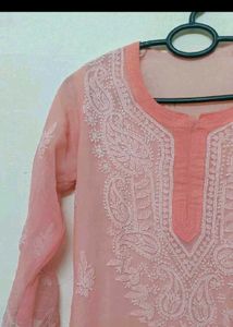 Pink Chikankari Kurti