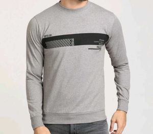 Proline Active Men Grey Melange Printed Sweatshi