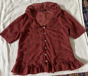 Sheer Ruffled Blouse