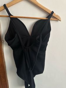 Rib Plunge Tie One-Piece Swimsuit