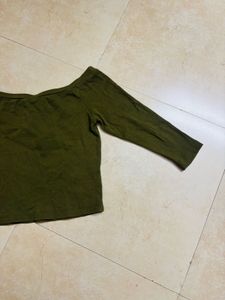 Olive Green Off-Shoulder Top