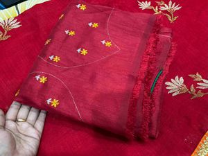 Elegant  Embroidered Saree with blouse piece