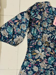 XL Printed Floral Dress and Pants Set