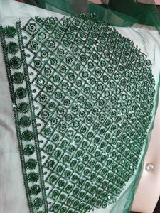 Elegant Green Embellished Fabric