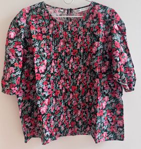 ZARA Floral Smocked Blouse