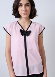Cute bow pink top