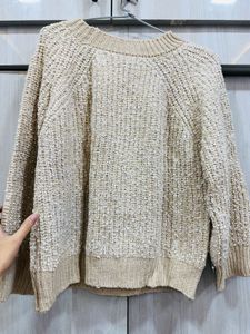 Beige Knit Pullover Sweater - M to L Size