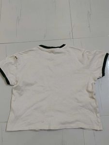Off White Colour Crop Tshirt