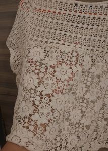 Semi Sheer White Crocheted Top