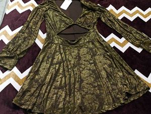 Metallic Long Sleeve Mini Dress