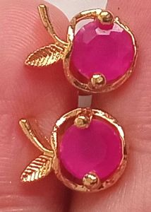 Gold plated Stud Earrings Combo- Red and Pink Ston