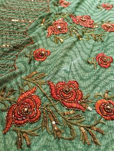 Green Floral Sari with Embellishments🌹