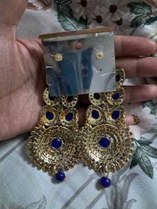 Fashion Earrings - Blue &amp; Gold