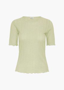 light yellow ribbed short sleeve top