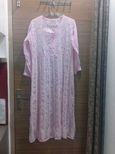 Pink Chikankari Embroidered Kurta